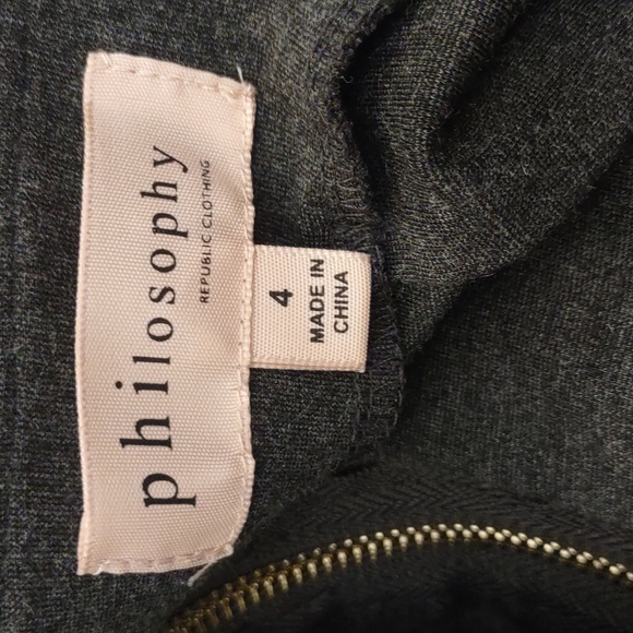 SLIGHTLY USED PHILOSOPHY REPUBLIC CLOTHING DARK GRAY SIZE 4 - Picture 6 of 7
